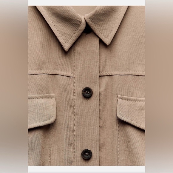 🎤🎉 Zara Beige Button Down Shirt Dress with Belt Sz XL - Picture 5 of 16